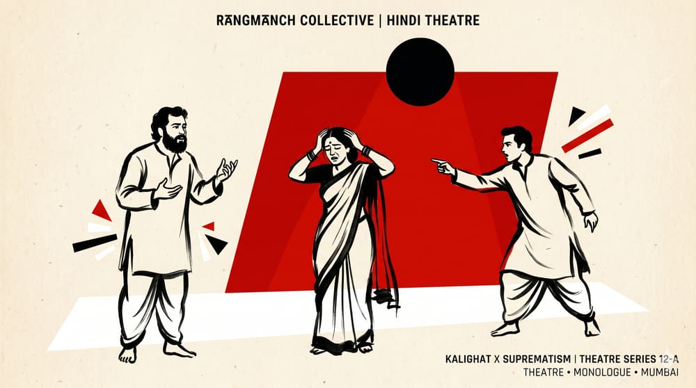 Three theatre artists in studio composition